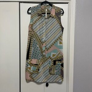 Uncle Frank Sleeveless Shirt Dress M Medium‎ Geometric Print Colorful
